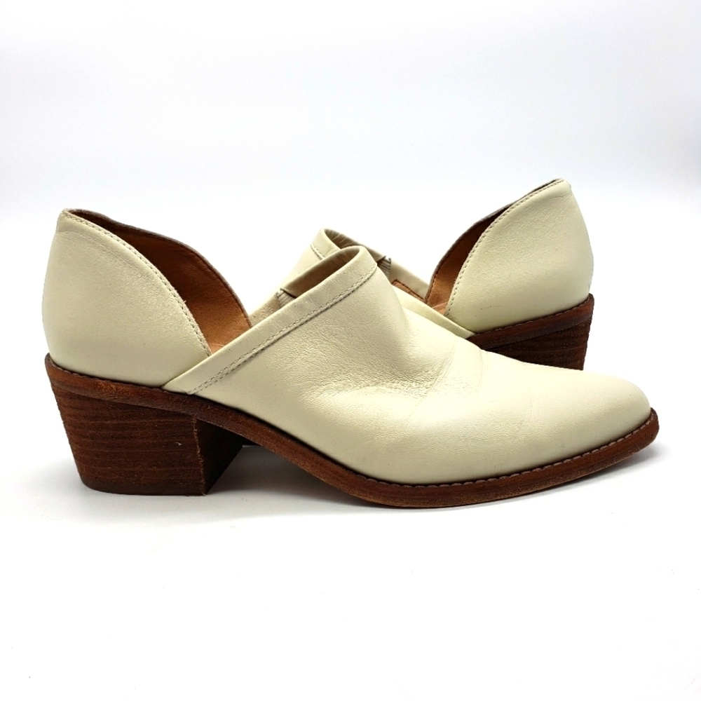 Madewell ankle booties women US 8.5 cream leather K5294 snip toe Western stacked